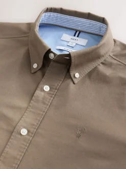 Stone Natural Slim Fit Long Sleeve Oxford Shirt