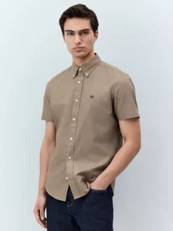 Stone Natural Stretch Oxford Short Sleeve Shirt