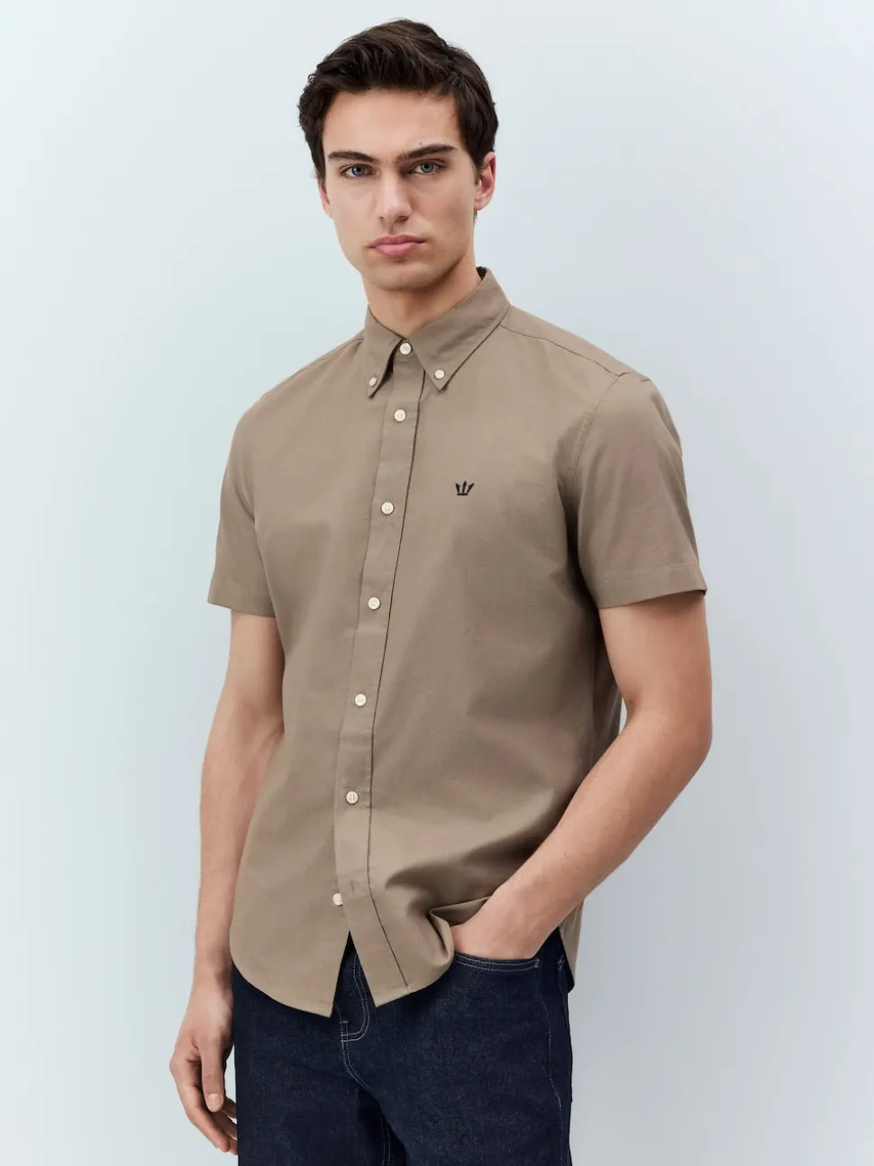 Stone Natural Stretch Oxford Short Sleeve Shirt