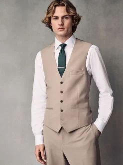 Stone Regular Fit Wool Blend Motionflex Waistcoat