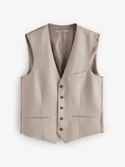 Stone Regular Fit Wool Blend Motionflex Waistcoat