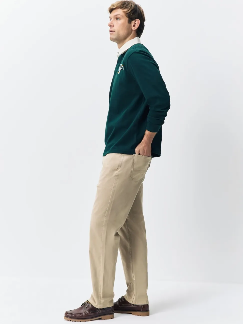 Stone Regular Tapered Fit 5 Pocket Soft Touch Trousers