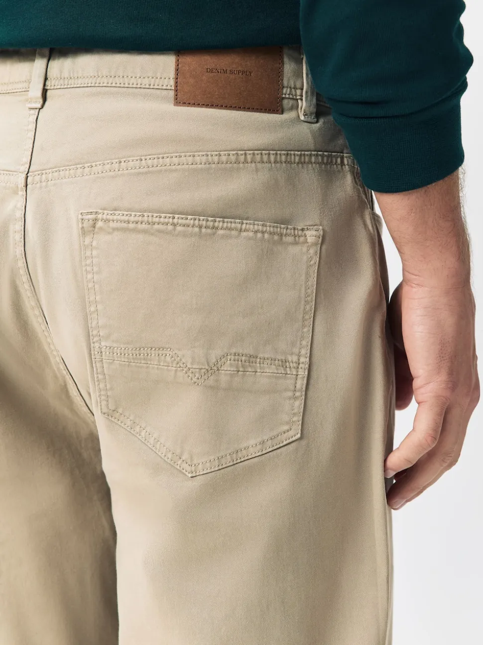 Stone Regular Tapered Fit 5 Pocket Soft Touch Trousers