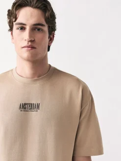 Stone Relaxed Fit Graphic Print Heavy Weight T-Shirt