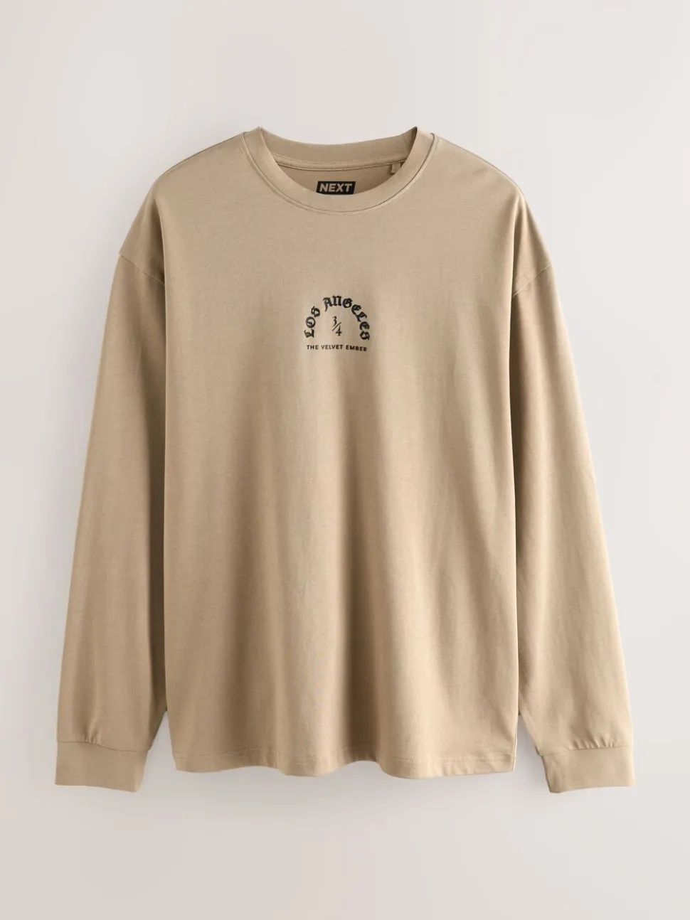 Stone Relaxed Fit Long Sleeve Graphic T-Shirt