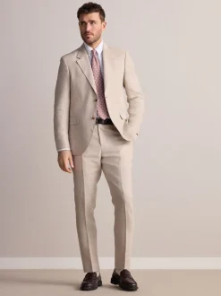 Stone Slim Fit Signature Leomaster Italian 100% Linen Fabric Suit Trousers