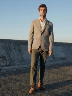 Stone Slim Fit Textured Italian Cotton Blend Nova Fides Blazer