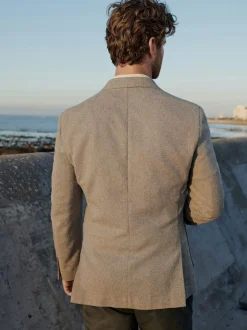 Stone Slim Fit Textured Italian Cotton Blend Nova Fides Blazer