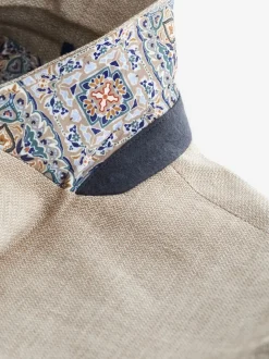 Stone Slim Fit Textured Linen Blend Blazer