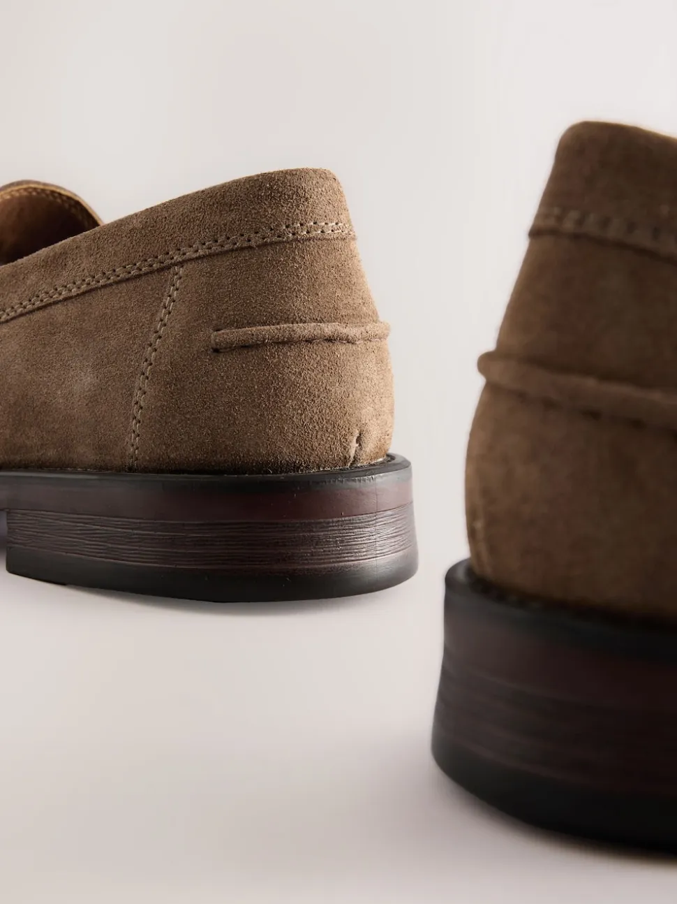 Stone Standard Fit Suede Penny Loafers