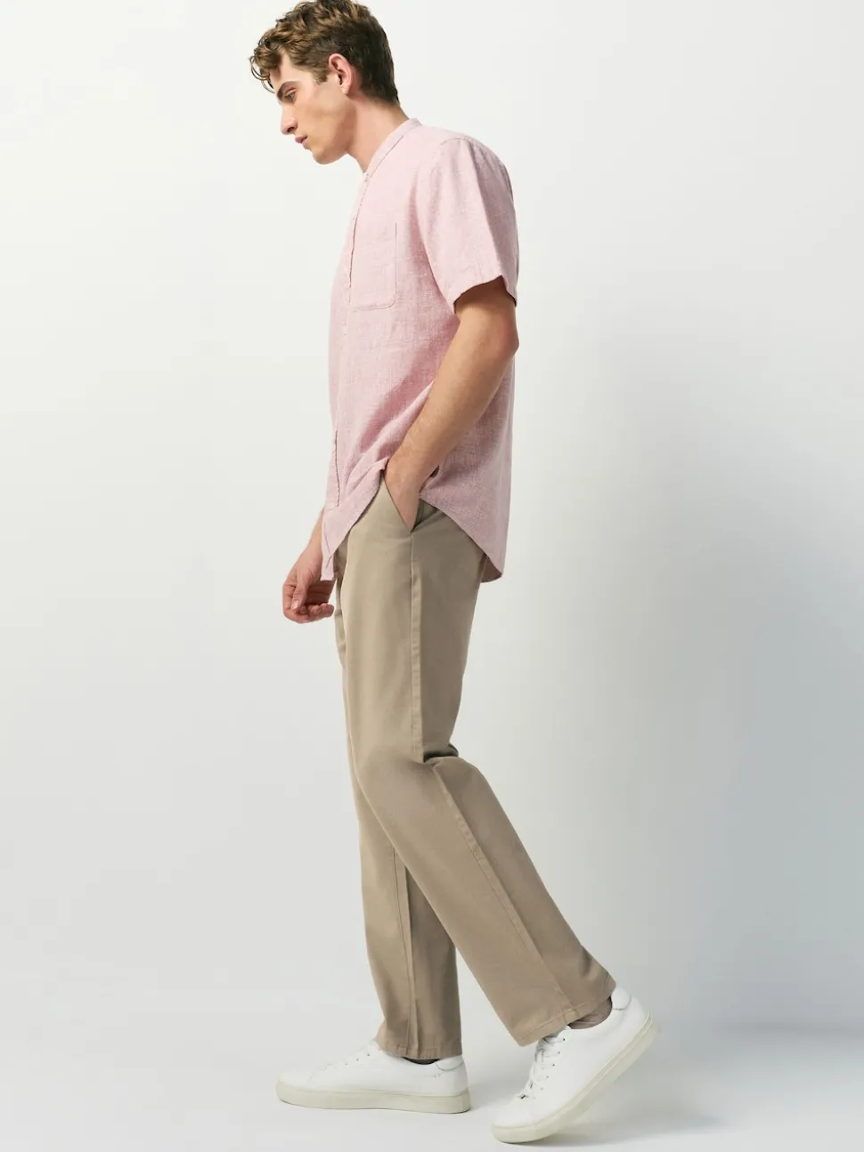 Stone Straight Fit 100% Cotton Chino Trousers