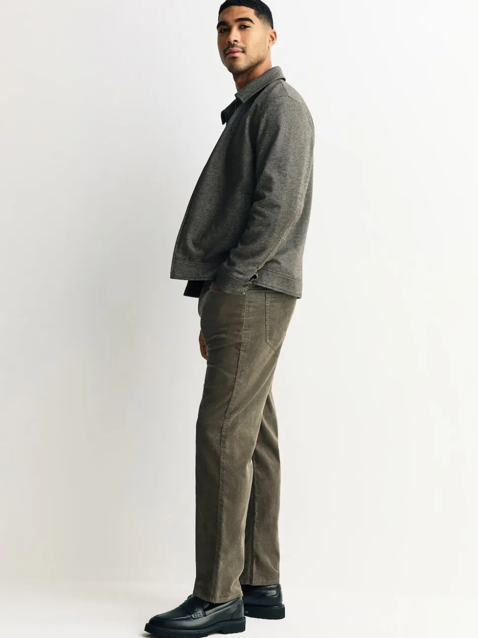 Stone Straight Fit Belted Corduroy Trousers