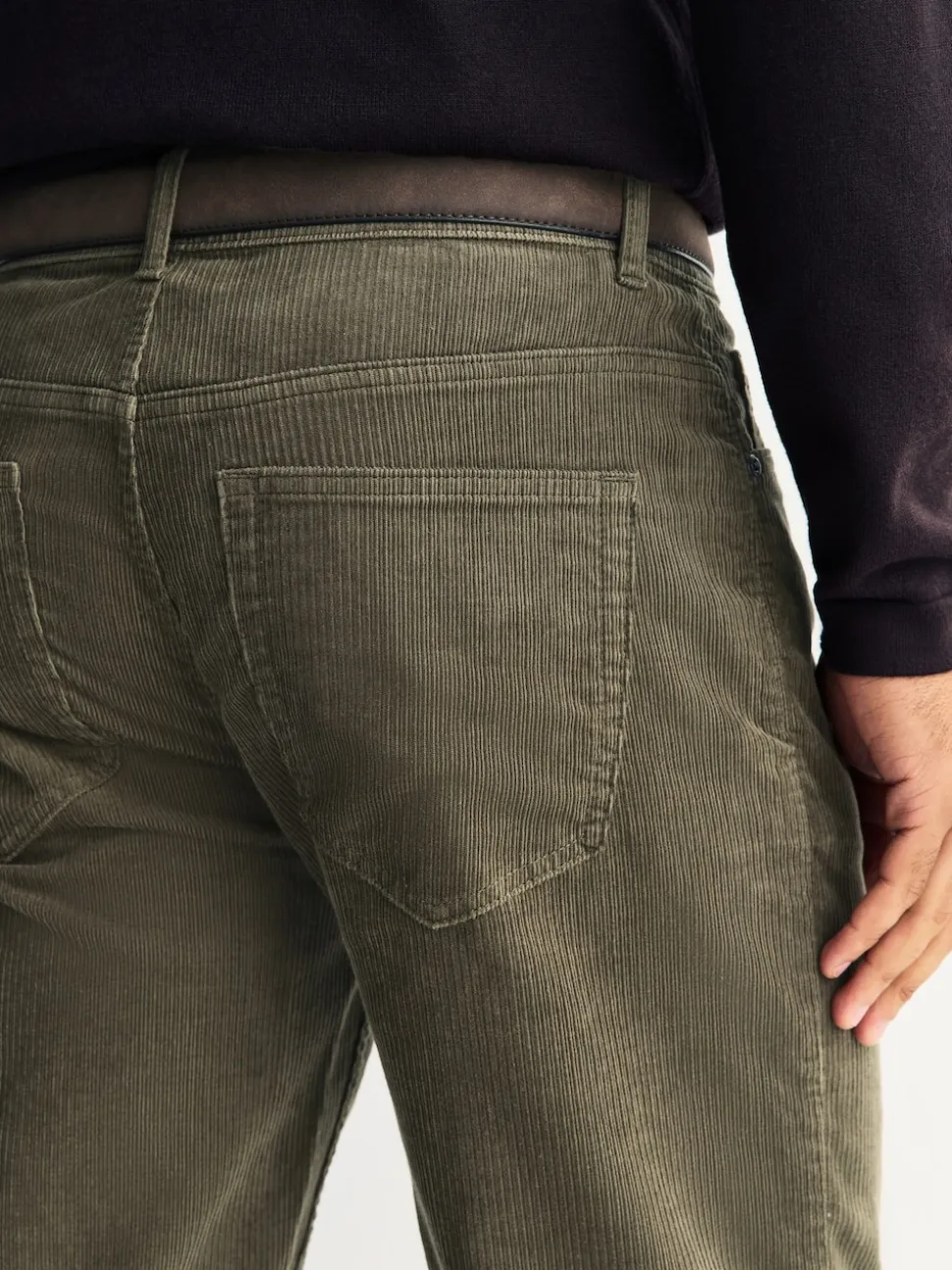 Stone Straight Fit Belted Corduroy Trousers