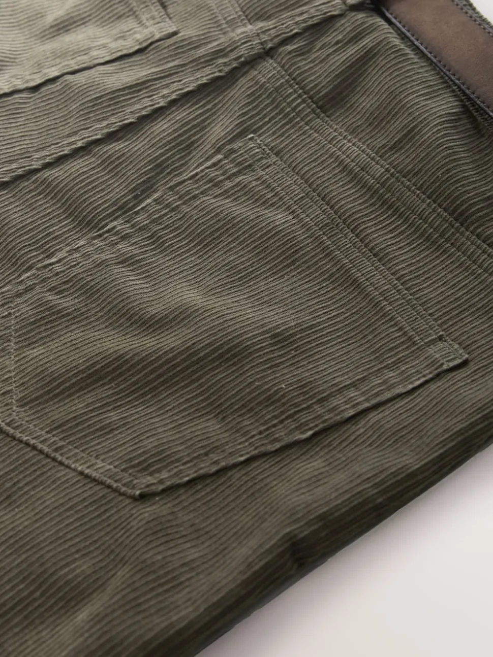Stone Straight Fit Belted Corduroy Trousers