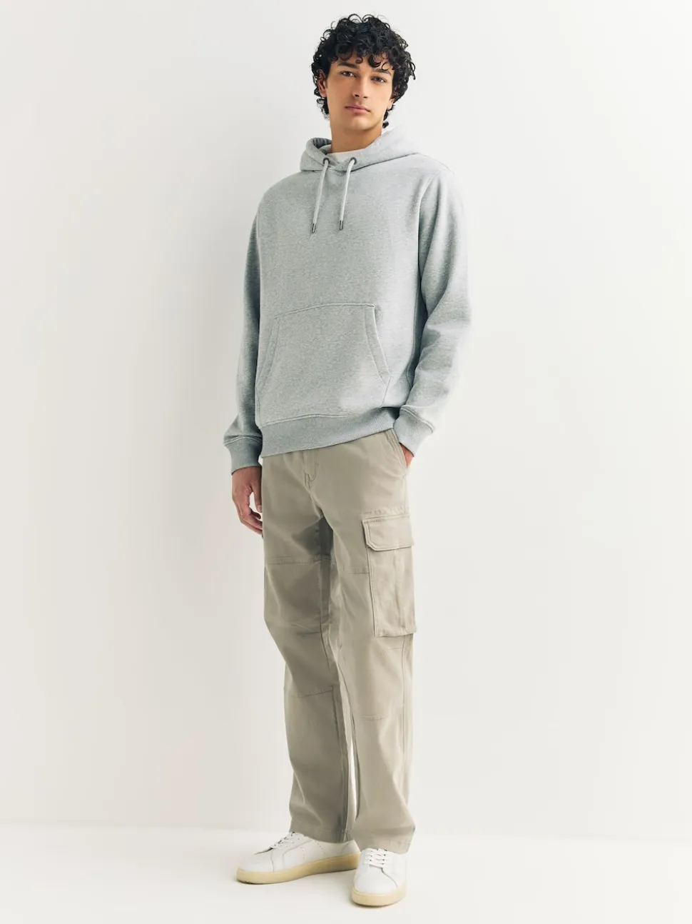 Stone Straight Fit Cotton Stretch Cargo Trousers
