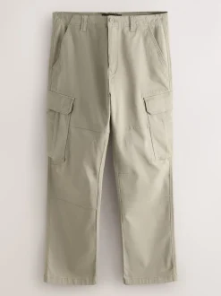 Stone Straight Fit Cotton Stretch Cargo Trousers