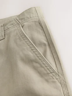Stone Straight Fit Cotton Stretch Cargo Trousers