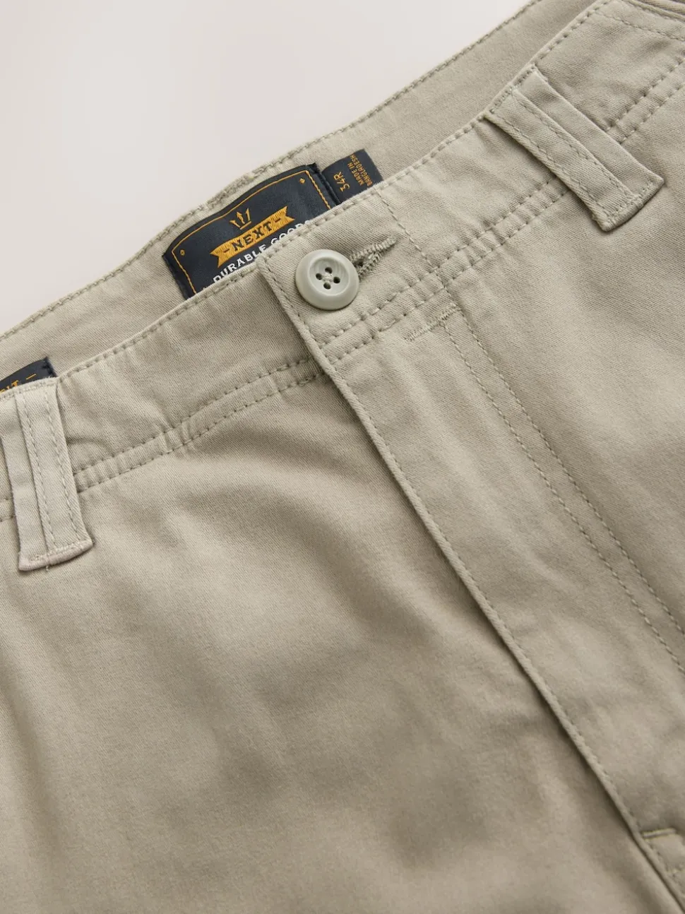 Stone Straight Fit Cotton Stretch Cargo Trousers
