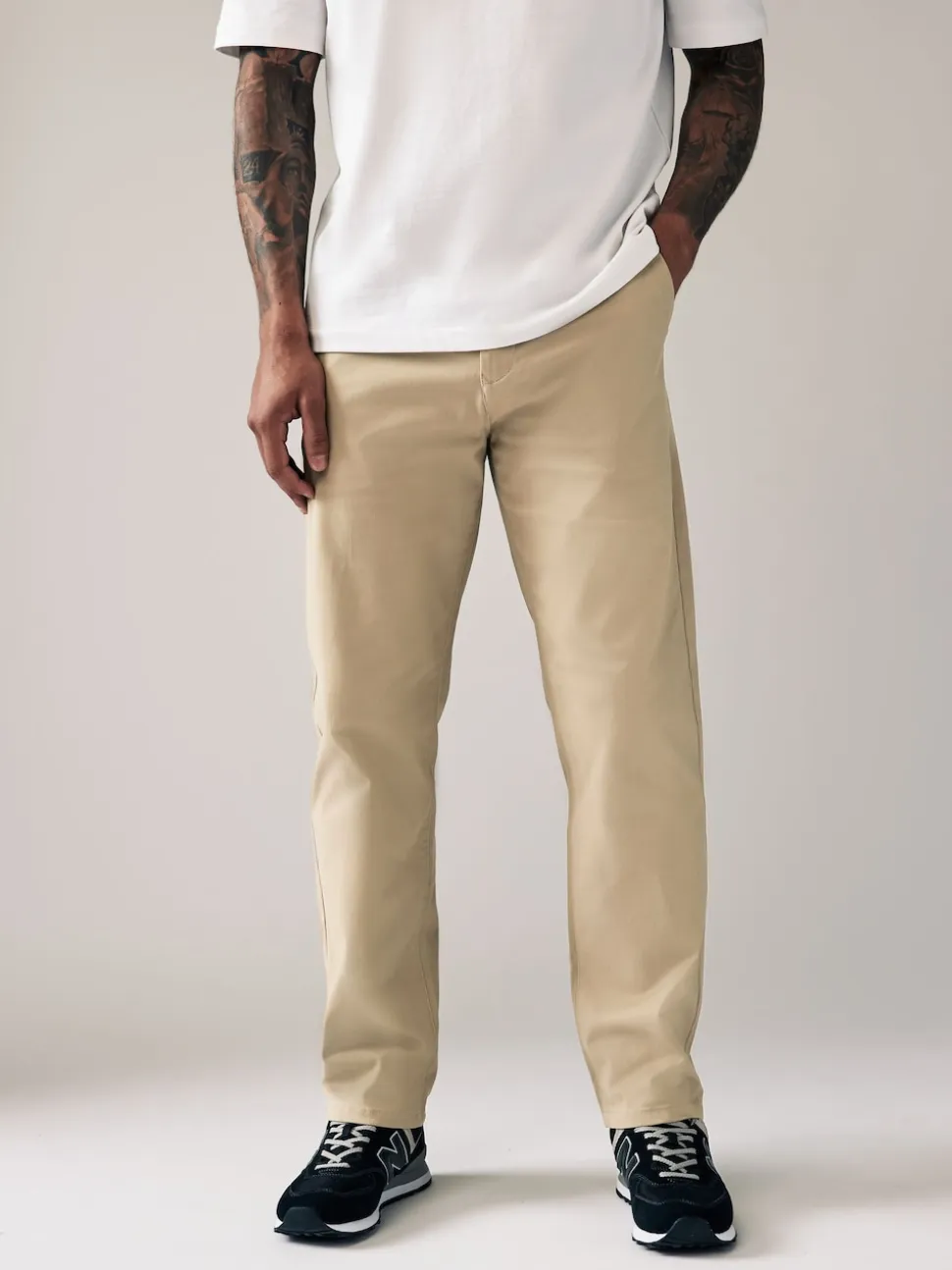 Stone Straight Fit Stretch Chinos Trousers