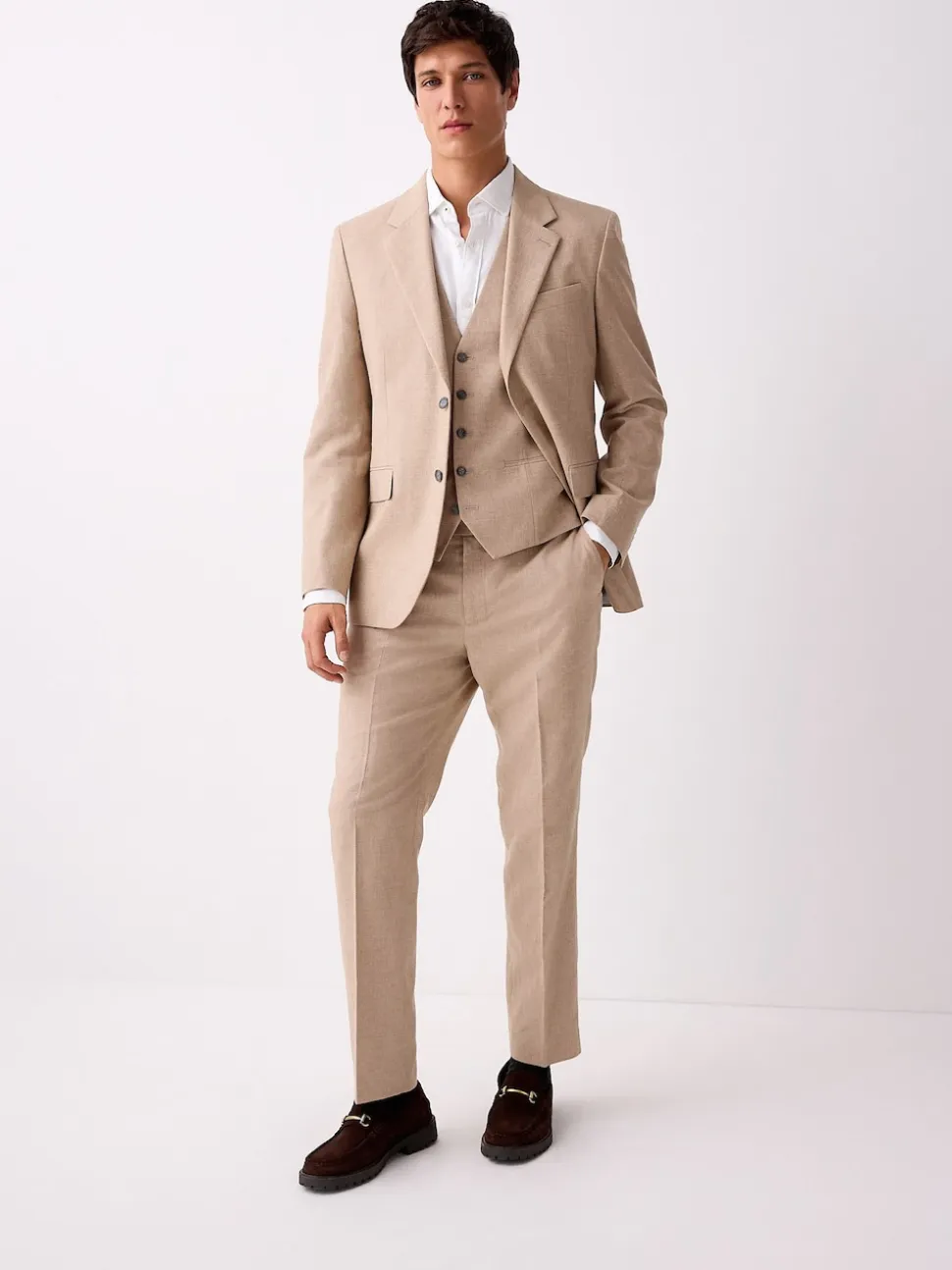 Stone Textured Linen Suit Waistcoat