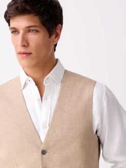 Stone Textured Linen Suit Waistcoat