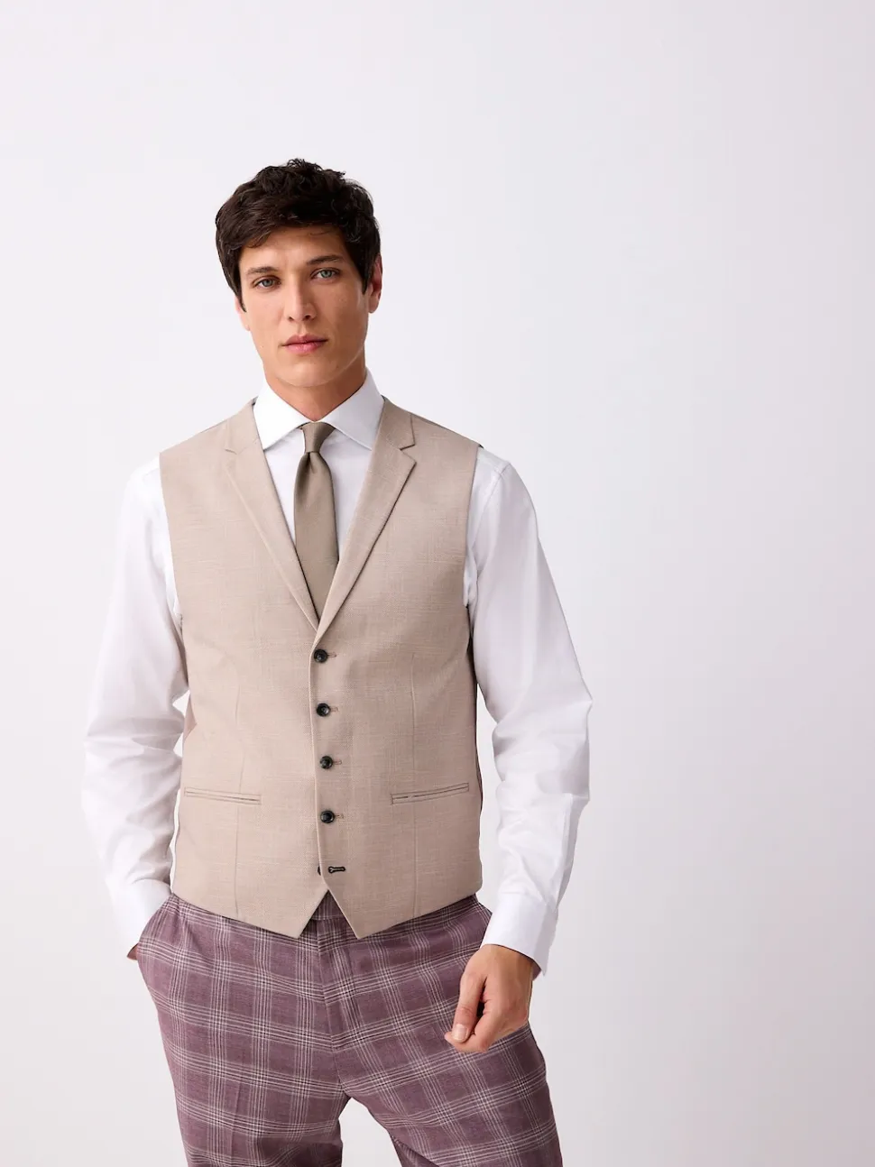 Stone Textured Suit Waistcoat
