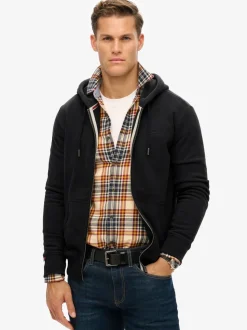 Superdry Black Essential Logo Half Brushed Zip Hoodie