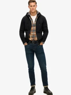 Superdry Black Essential Logo Half Brushed Zip Hoodie