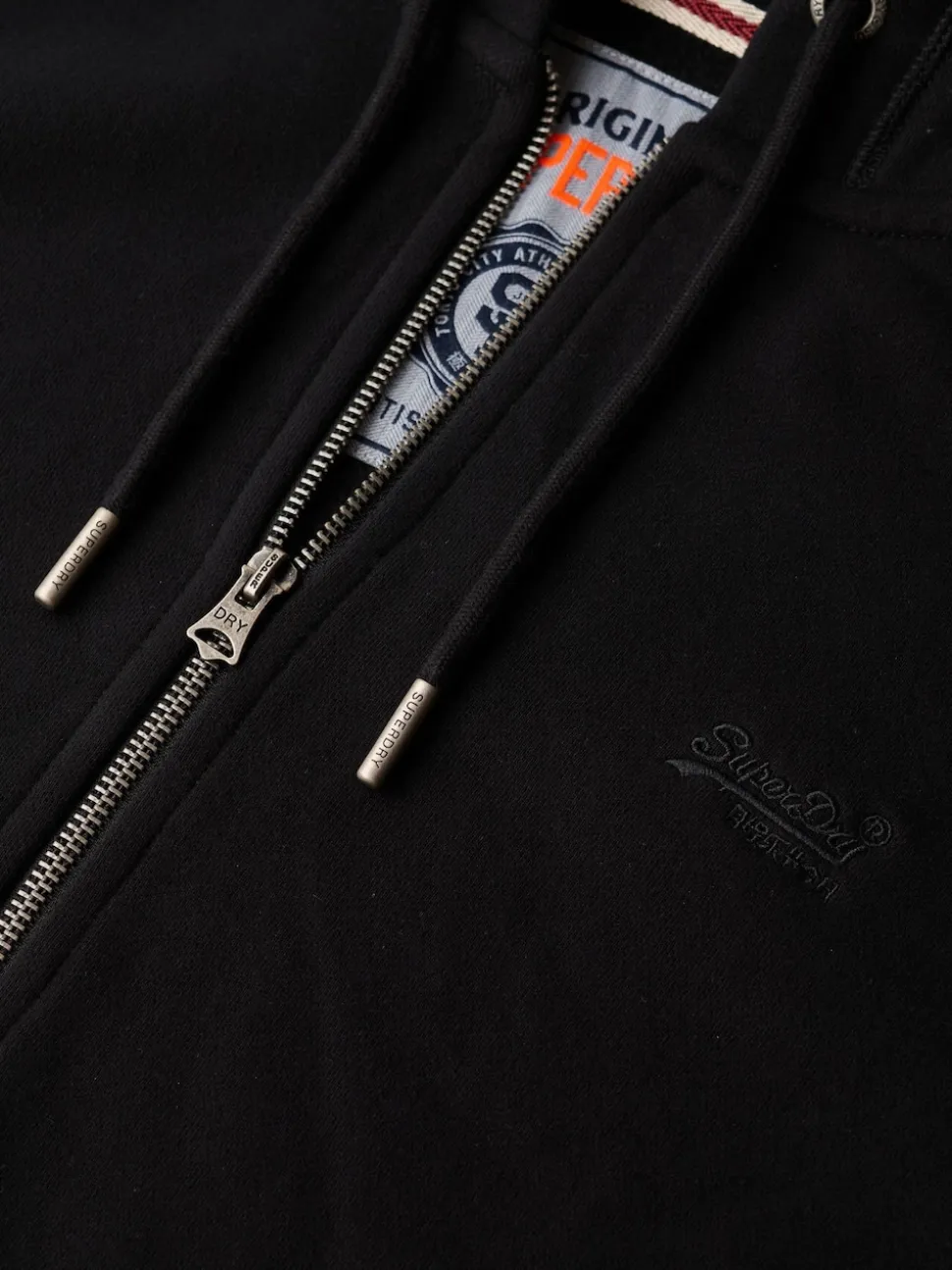 Superdry Black Essential Logo Half Brushed Zip Hoodie