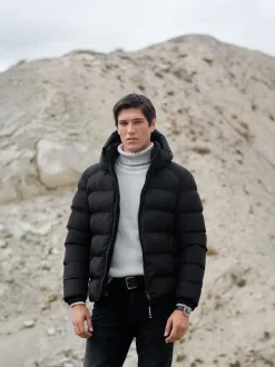 Superdry Black Hooded Sports Puffer Jacket