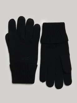 Superdry Black Knitted Logo Gloves