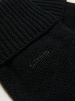 Superdry Black Knitted Logo Gloves