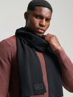 Superdry Black Knitted Logo Scarf