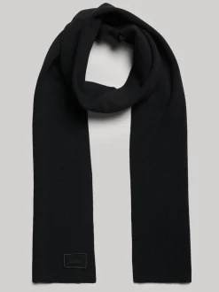Superdry Black Knitted Logo Scarf