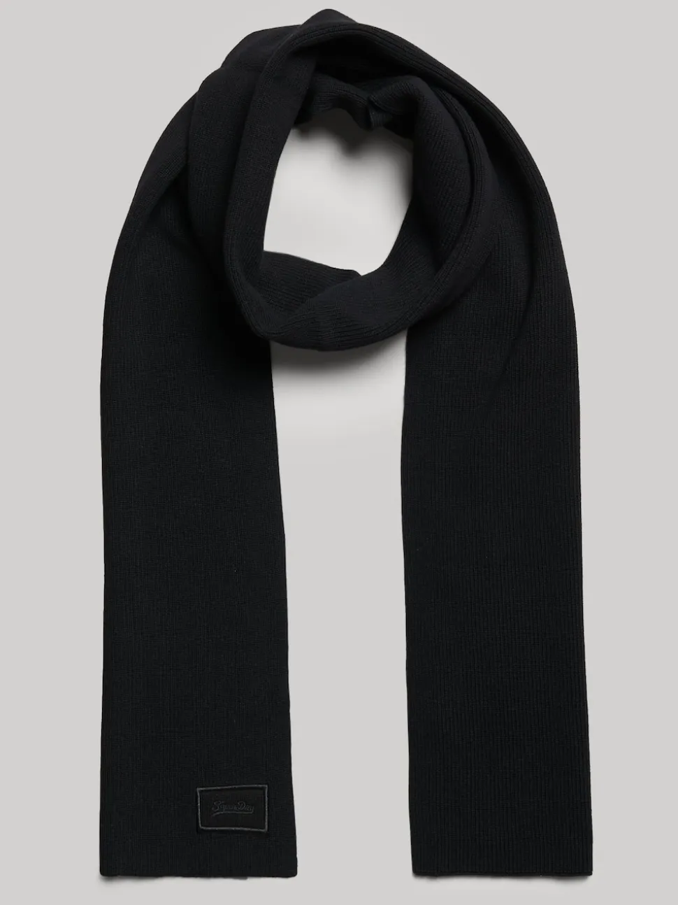 Superdry Black Knitted Logo Scarf