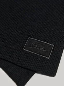Superdry Black Knitted Logo Scarf