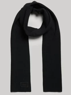 Superdry Black Knitted Logo Scarf
