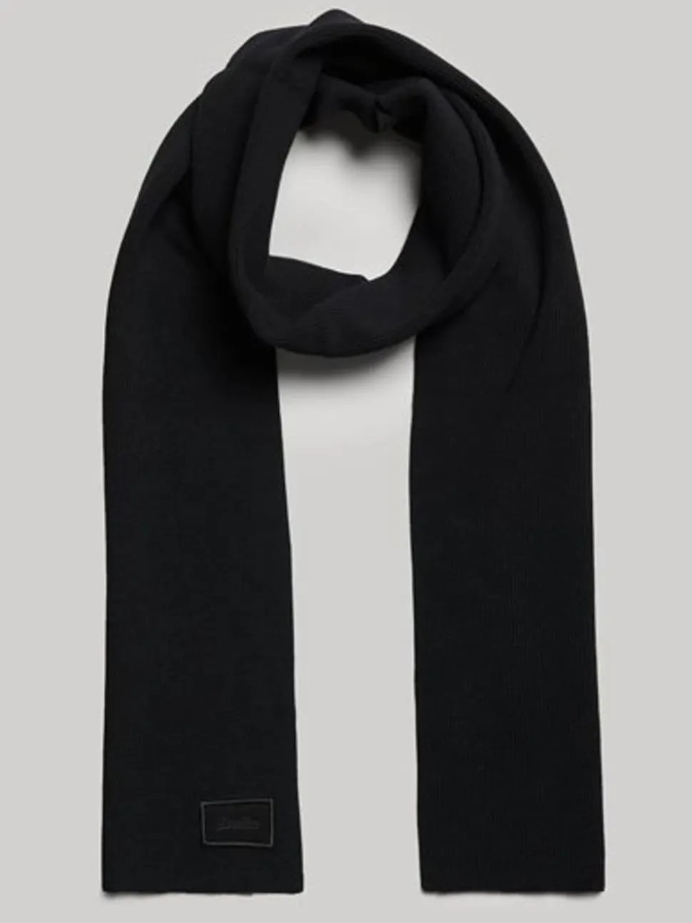 Superdry Black Knitted Logo Scarf