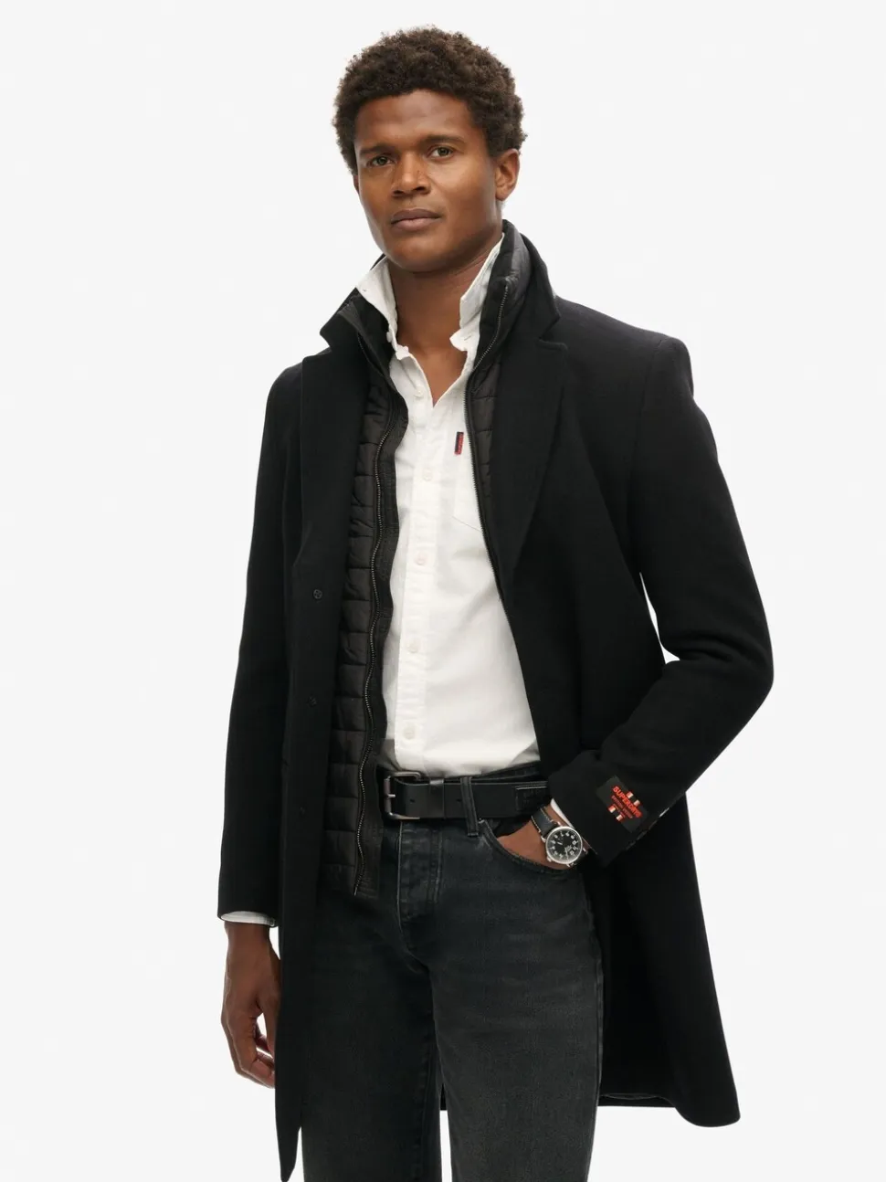 Superdry Black Tailored 2 in 1 Town Coat