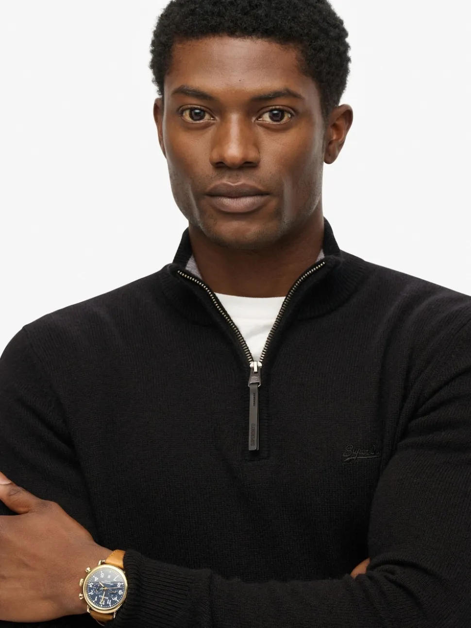Superdry Black Wool Blend Half Zip Jumper