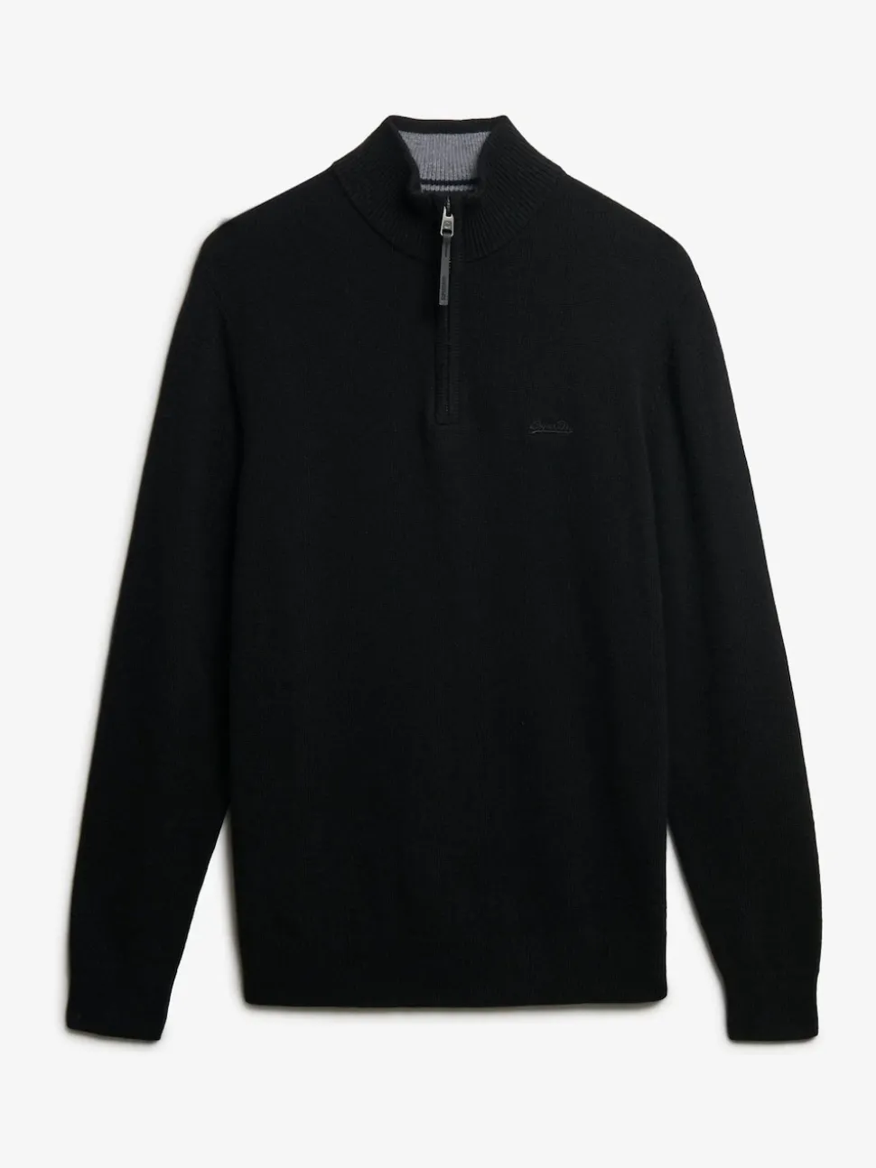 Superdry Black Wool Blend Half Zip Jumper