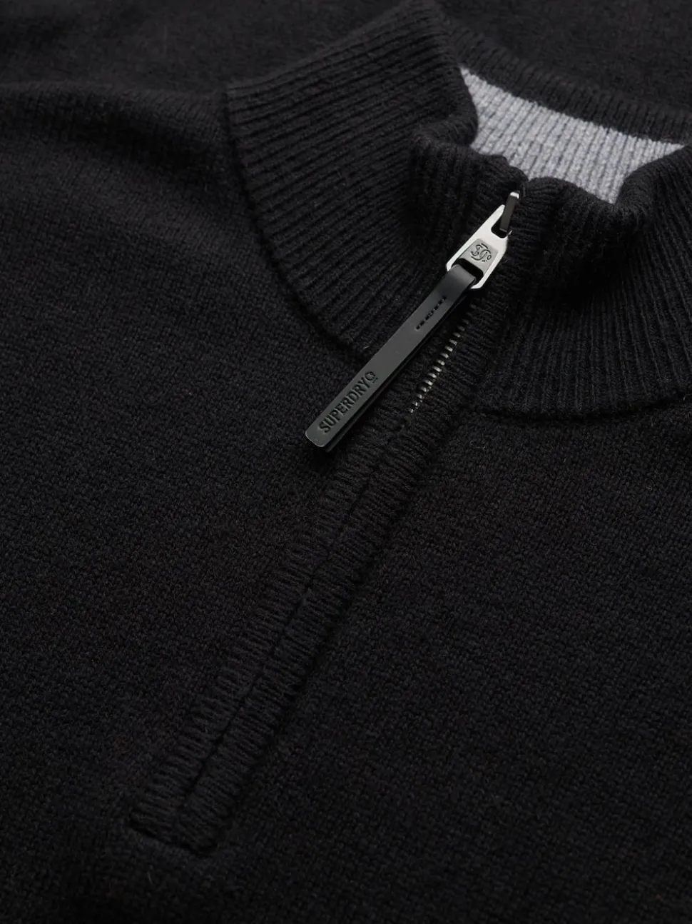 Superdry Black Wool Blend Half Zip Jumper