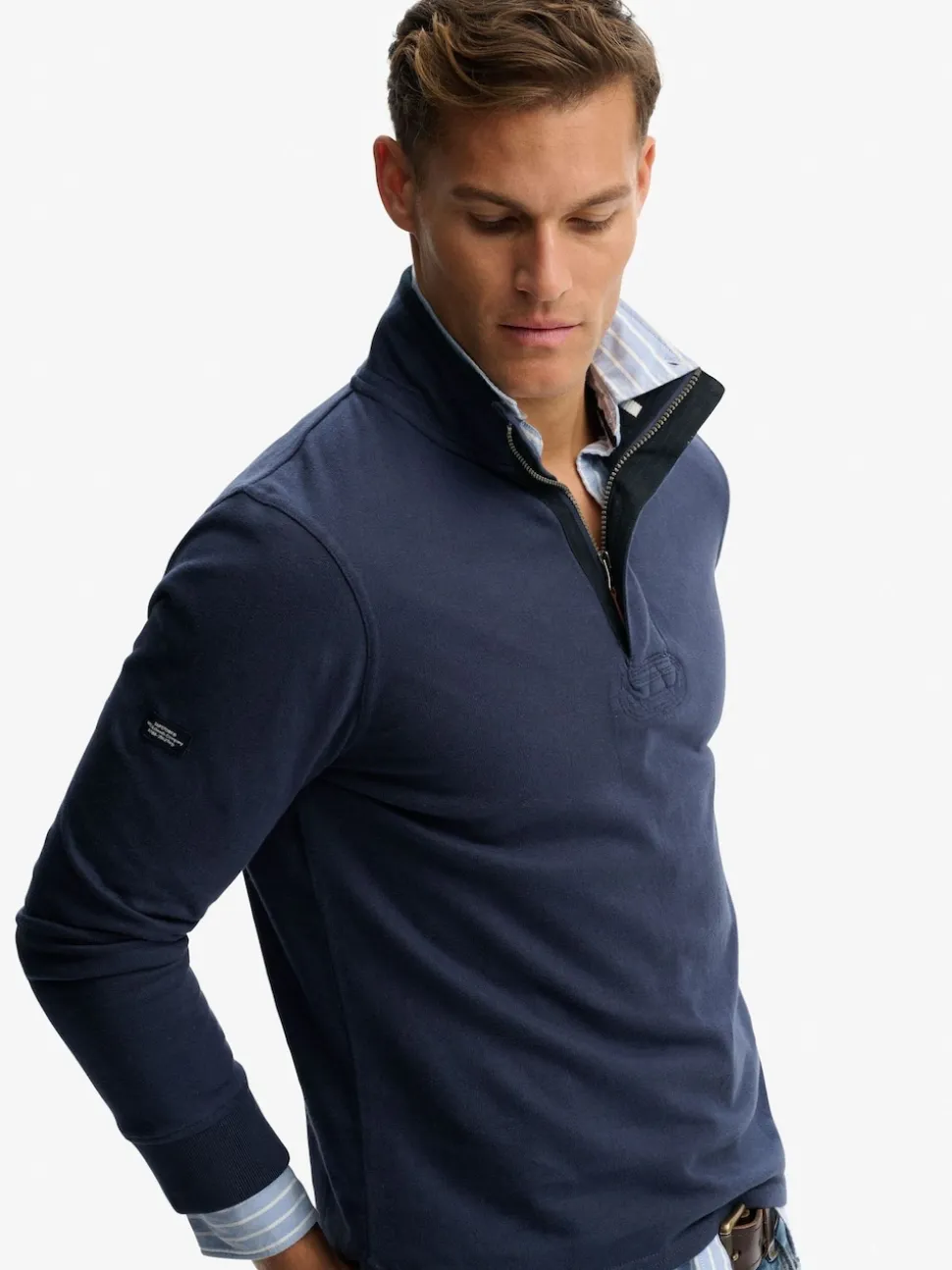 Superdry Blue Cotton Classics Jersey Half Zip Sweatshirt