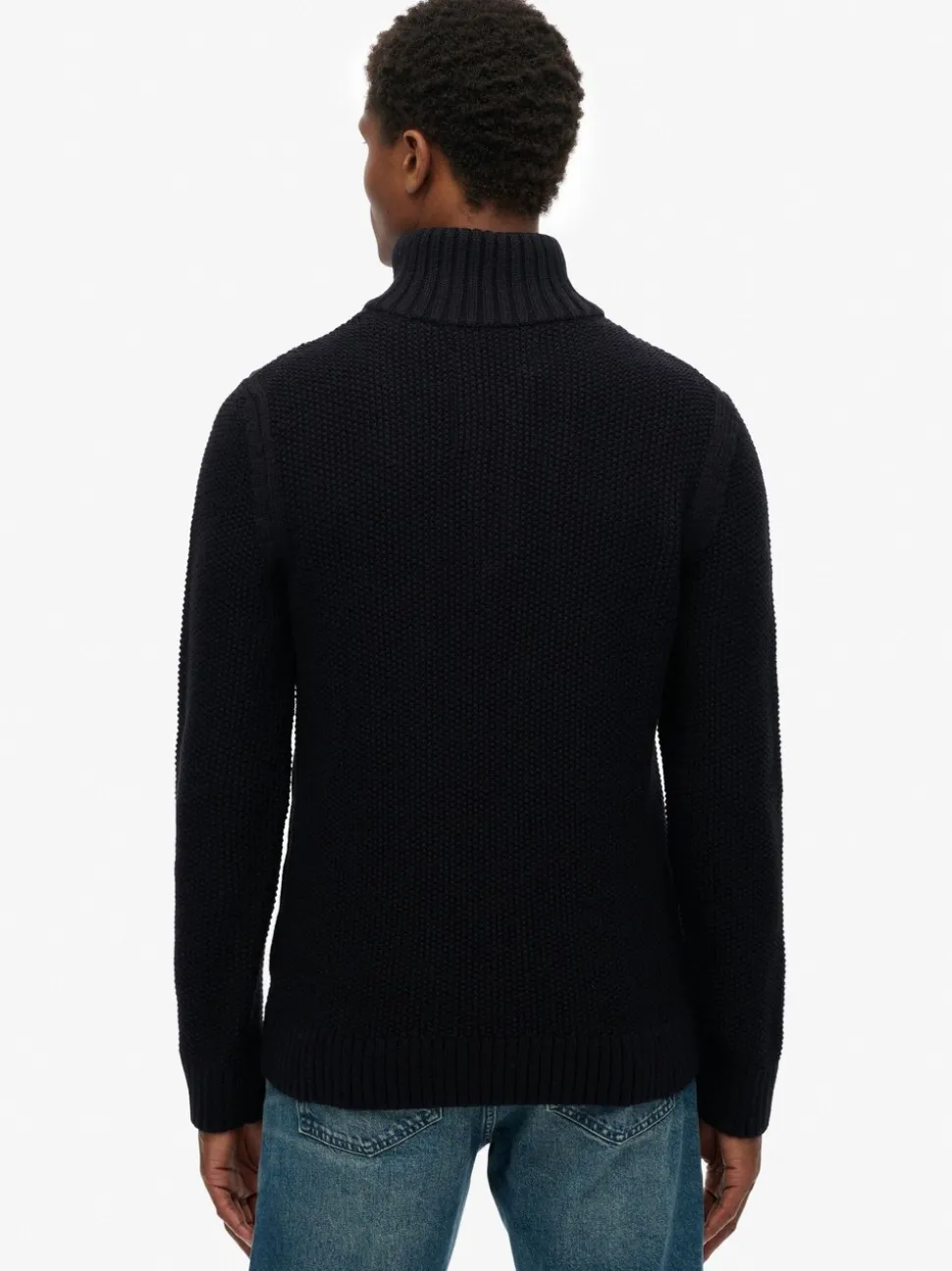 Superdry Blue Jacob Cable Knit Half Zip Jumper