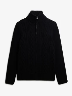 Superdry Blue Jacob Cable Knit Half Zip Jumper