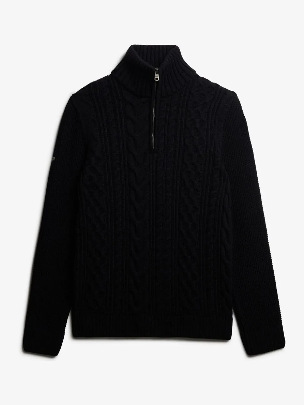 Superdry Blue Jacob Cable Knit Half Zip Jumper