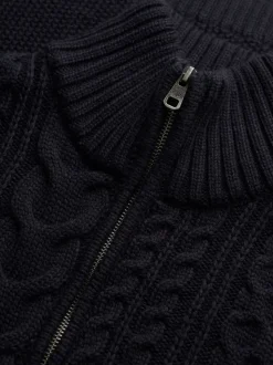Superdry Blue Jacob Cable Knit Half Zip Jumper