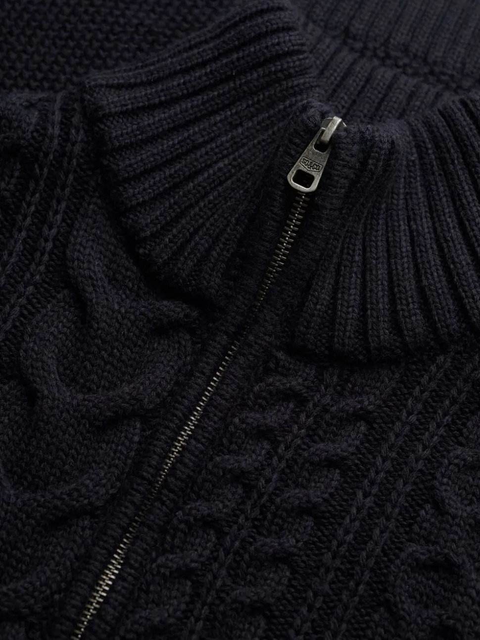 Superdry Blue Jacob Cable Knit Half Zip Jumper