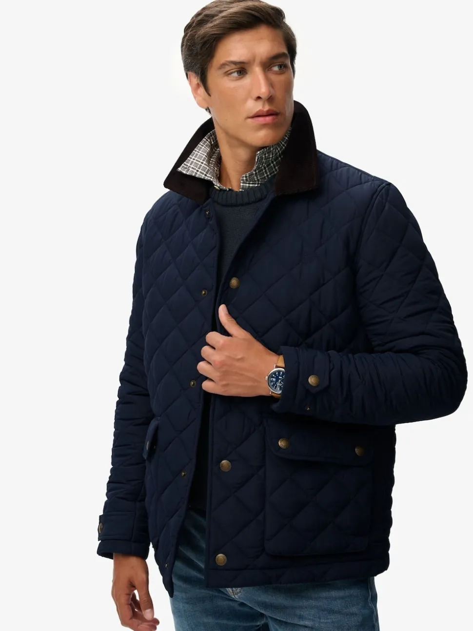 Superdry Blue Quilted Estate Coach Jacket