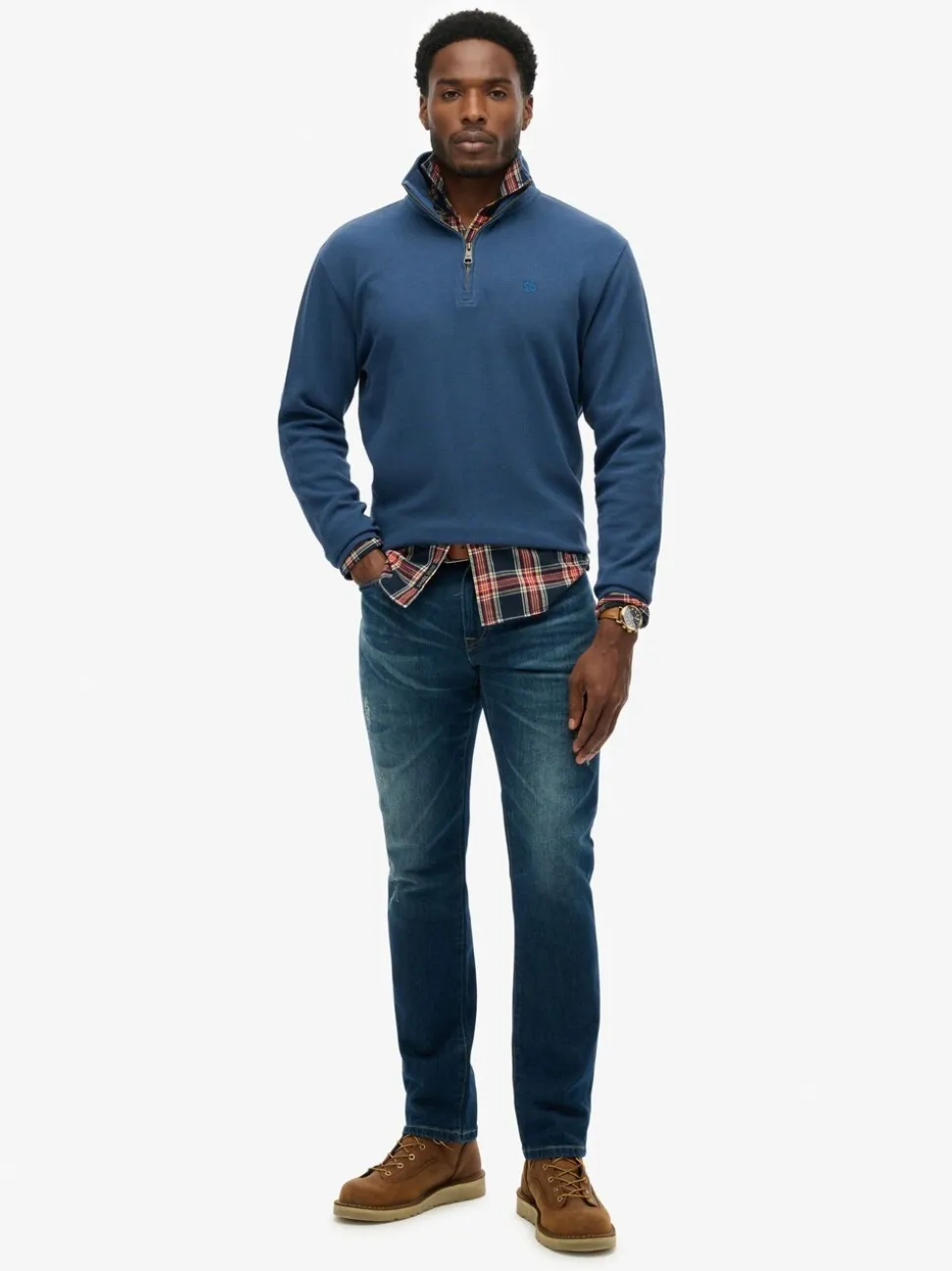 Superdry Blue Ribbed Half Zip Jumper